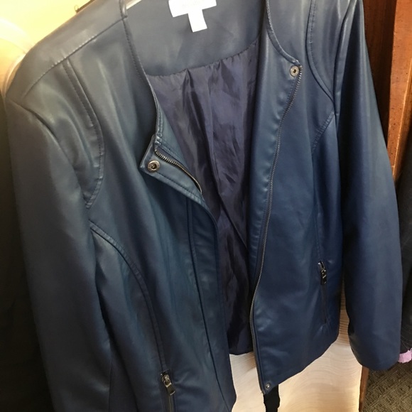 Blue leather jacket - Picture 1 of 1